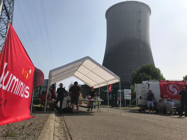 Piquet de grève chez Luminus à Seraing
