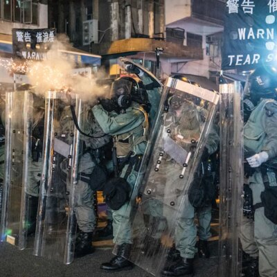 Affrontement lors d'une manifestation à Hong Kong le 28 juillet