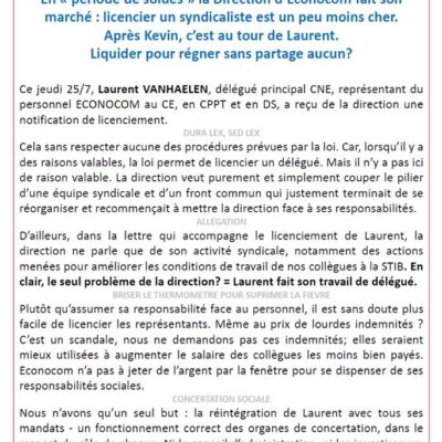 Soutien à Laurent Vanhaelen