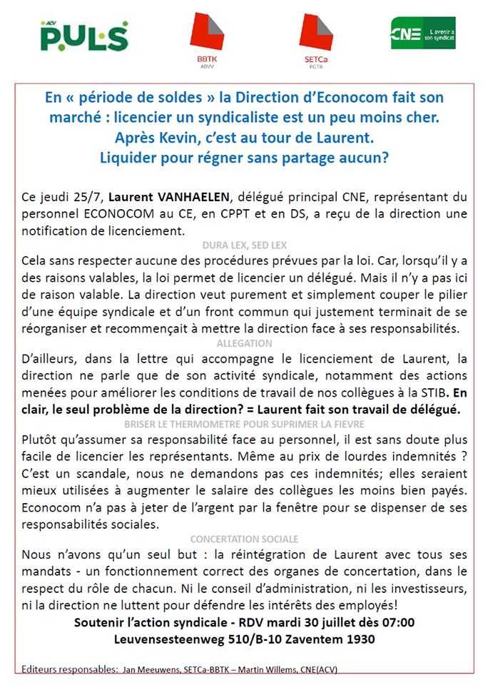 Soutien à Laurent Vanhaelen