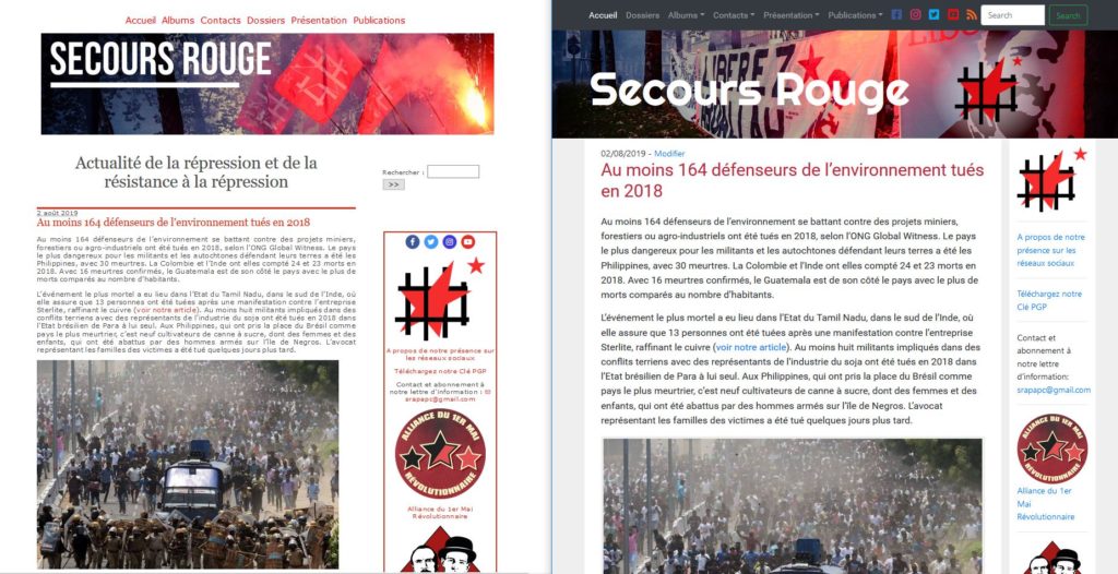 Nouveau site du Secours Rouge