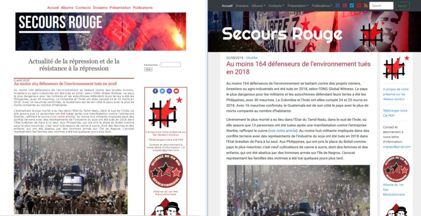 Nouveau site du Secours Rouge