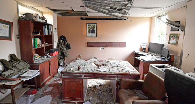 Le commissariat de Huechuraba après l'explosion