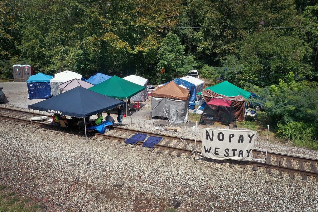 Camp de protestation des miniers et de leurs familles à Harlan County, Kentucky
