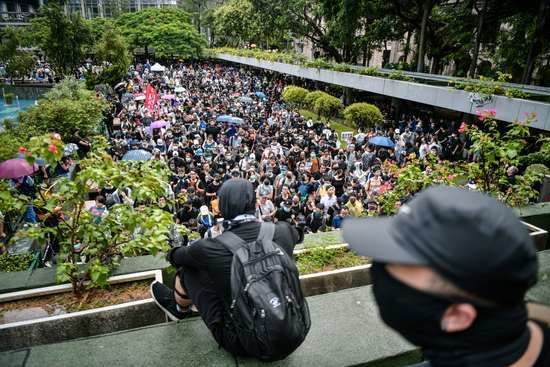Une des manifestations d'hier à Hong Kong