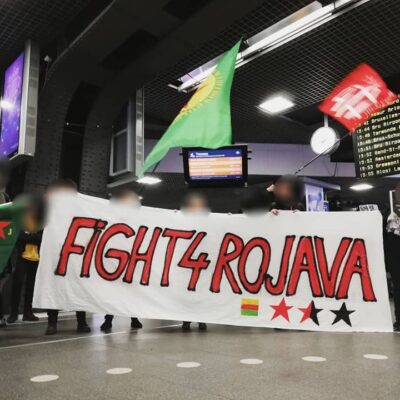 Manifestion à la gare du Midi à Bruxelles en soutien au Rojava
