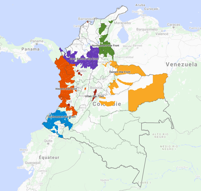 Zones contrôlées par l'ELN