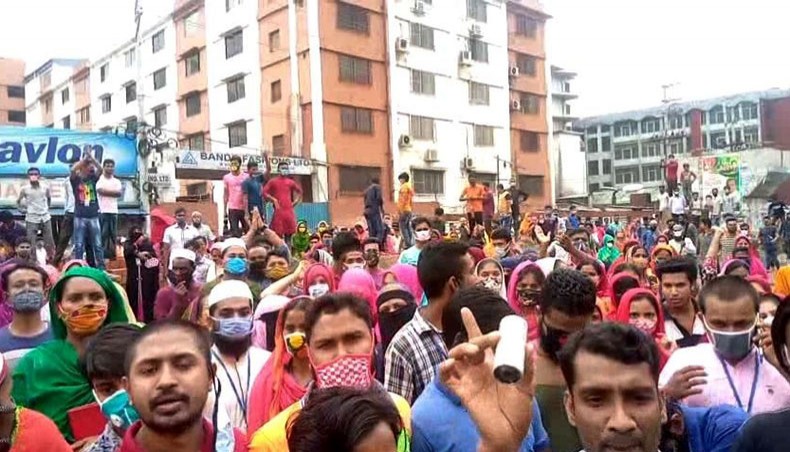 La manifestation des travailleurs du textile