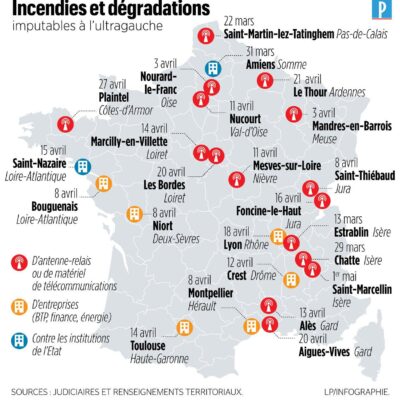 La carte des actions de sabotage en France