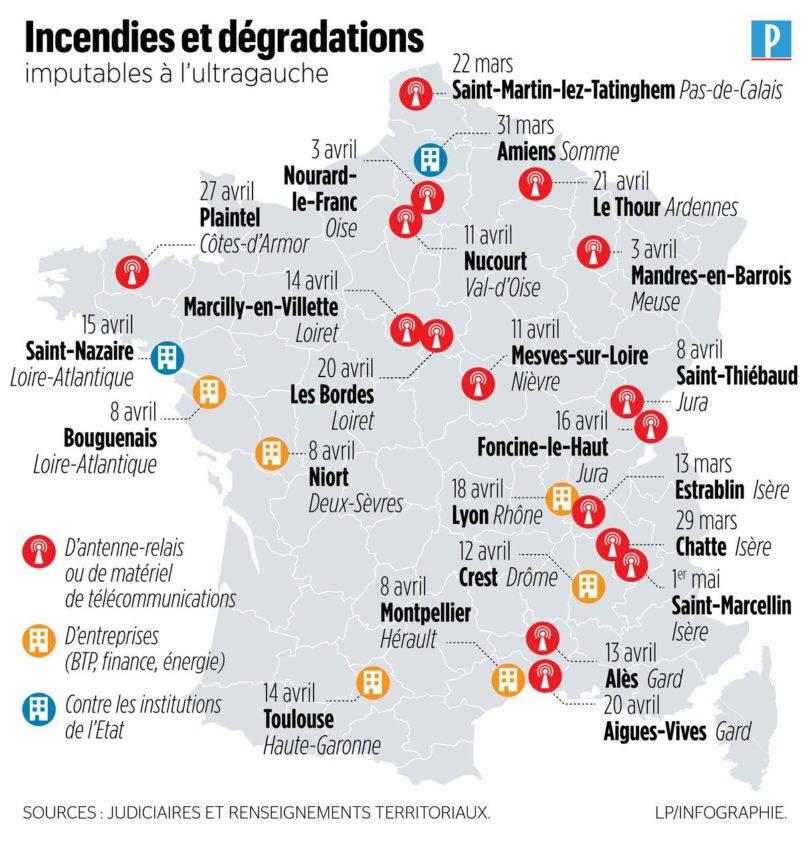 La carte des actions de sabotage en France