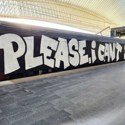 Le tag sur le train de la SNCB en hommage à George Floyd