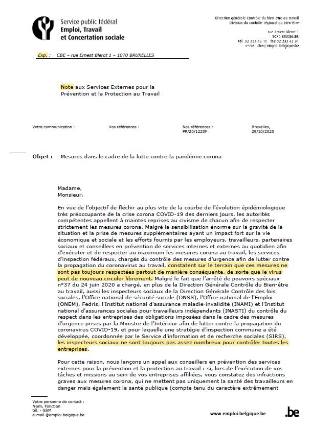 La DG Contrôle du bien être au travail