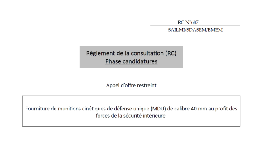 L’État français veut acheter 170.000 nouvelles munitions de LBD