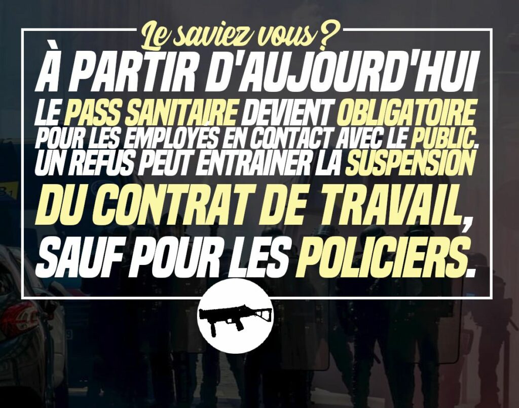 Les forces de l'ordre et les parlementaires exemptés de pass sanitaire 