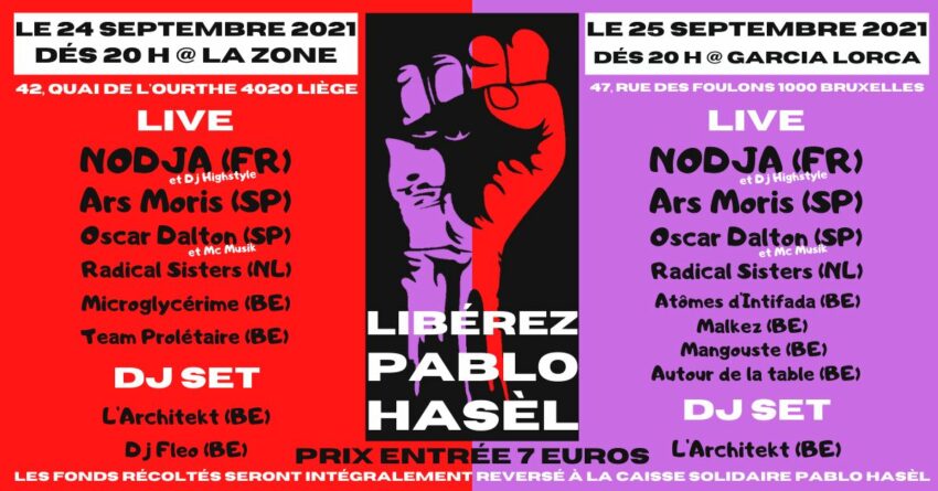 Concerts de soutien à Pablo Hasél à Liège et Bruxelles 