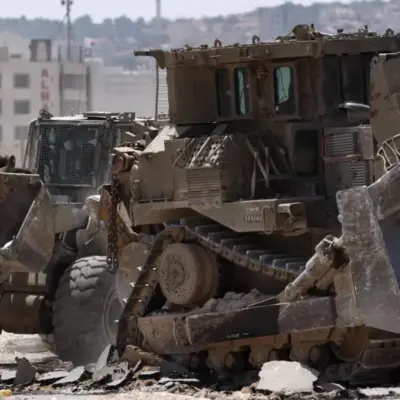 Bulldozers de l'armée israélienne lors du raid à Jénine du vendredi 5 juillet 2024