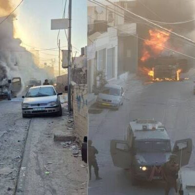 La résistance a incendié hier un véhicule militaire israélien avec un cocktail Molotov à Artas