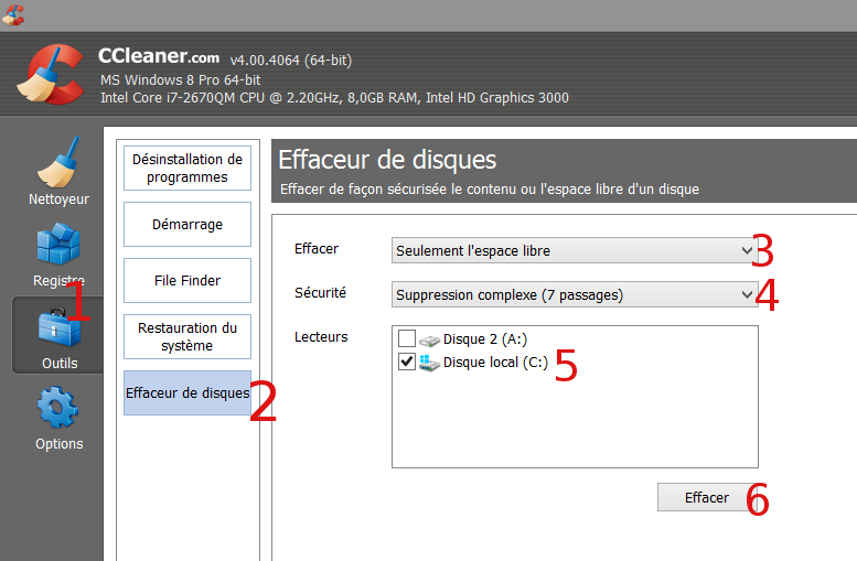 Effacer avec CCleaner