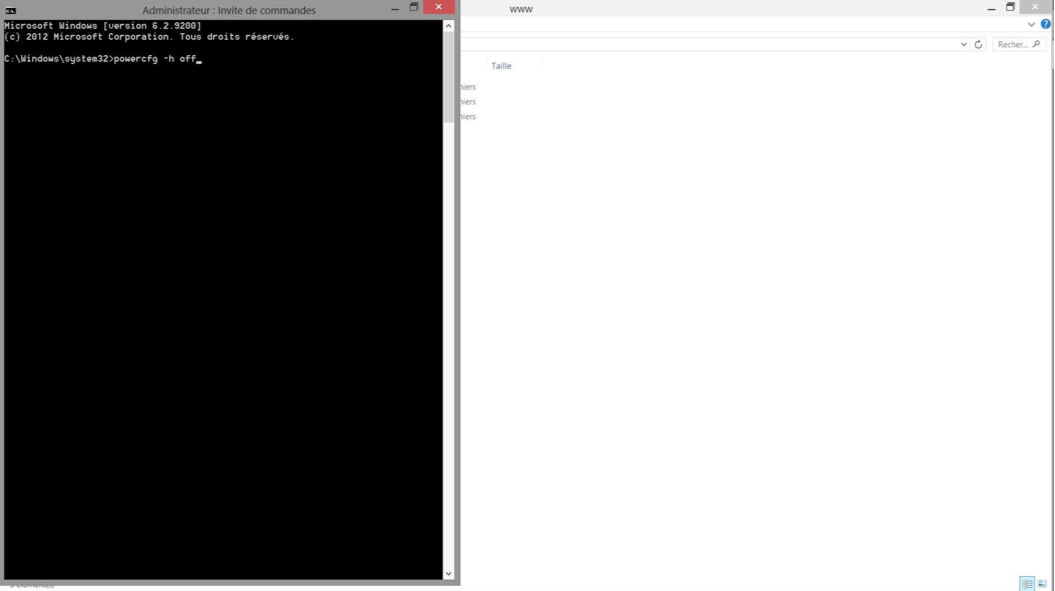 powercfg -h off dans le terminal