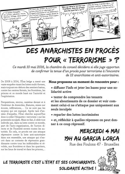 Soirée d’infos sur le procès ’antiterroriste’ contre des anarchistes