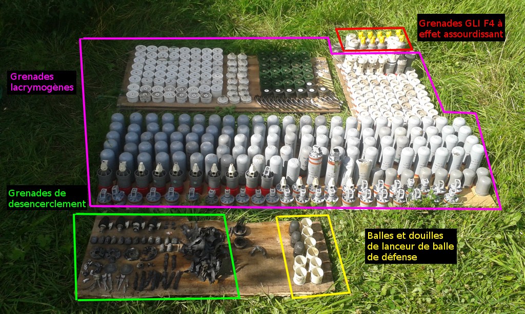 Munitions tirées par les gendarmes et ramassées dans Saudron et dans les champs avoisinnant