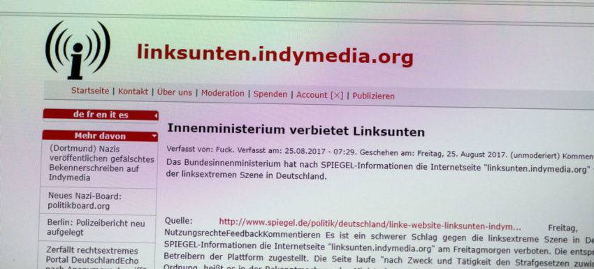 Interdiction de la plateforme Open-Posting Indymedia Linksunten en 2017