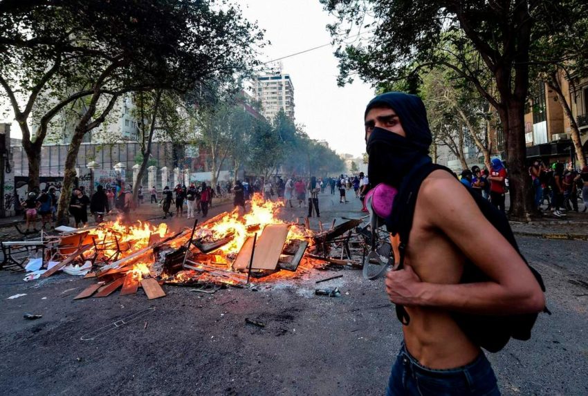 Manifestant au Chili